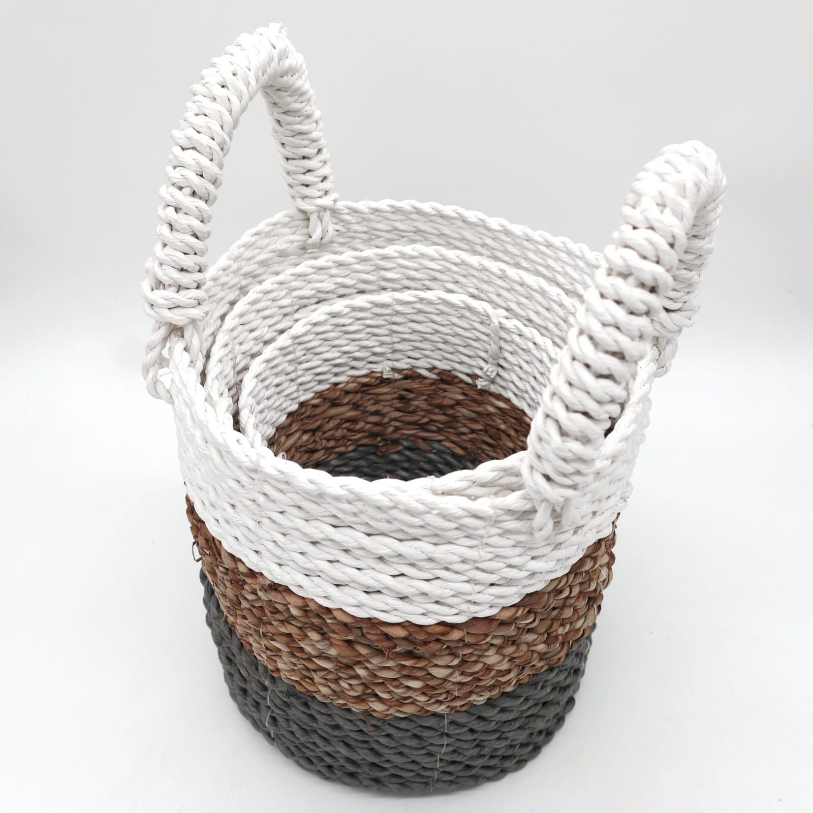 Seagrass Basket Set - Grey / Natural / White - Luna Panther