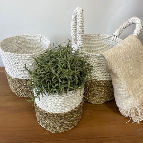 Seagrass Basket Set - Natural White - Luna Panther