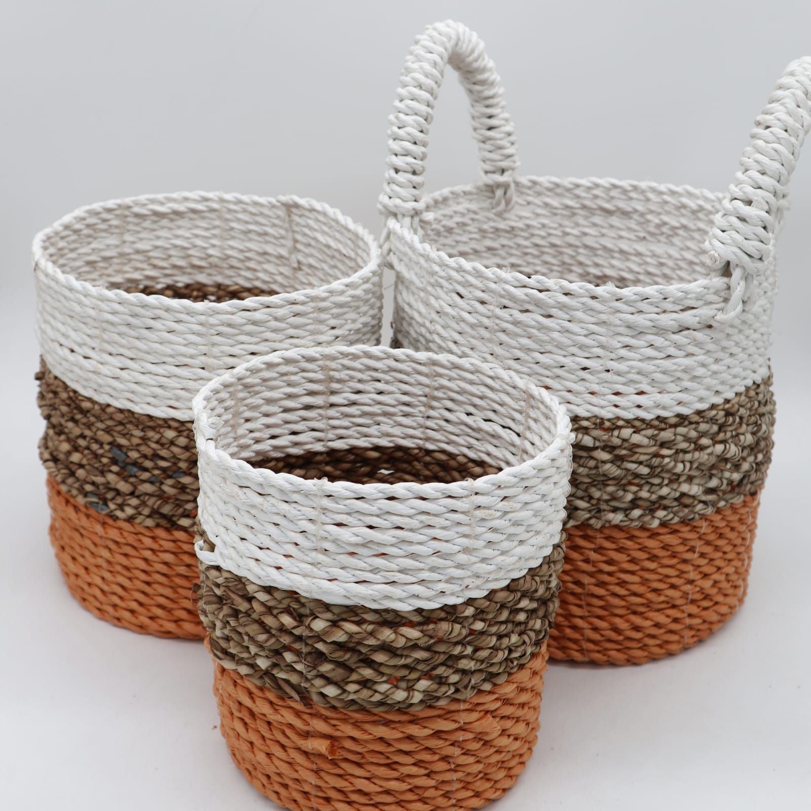 Seagrass Basket Set - Orange / Natural / White - Luna Panther