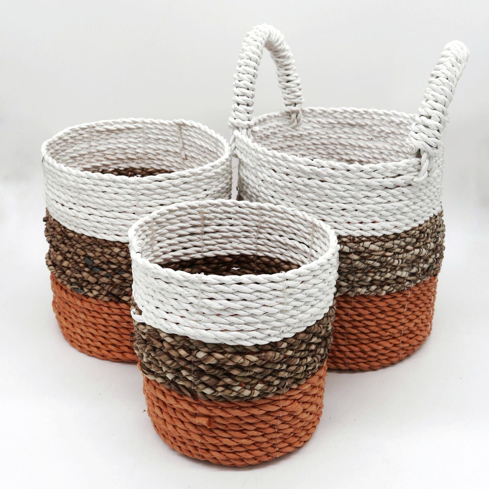 Seagrass Basket Set - Orange / Natural / White - Luna Panther