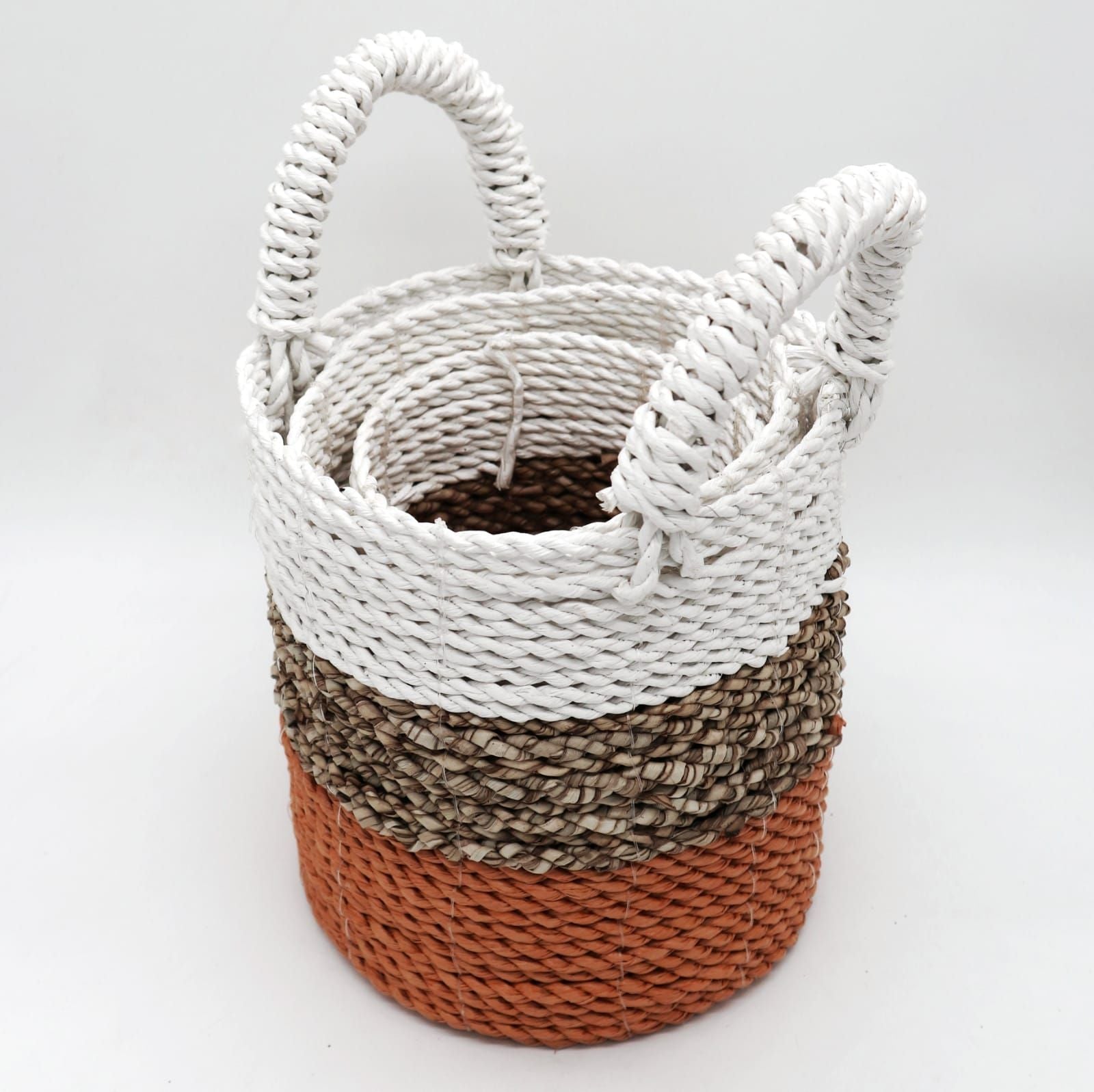 Seagrass Basket Set - Orange / Natural / White - Luna Panther