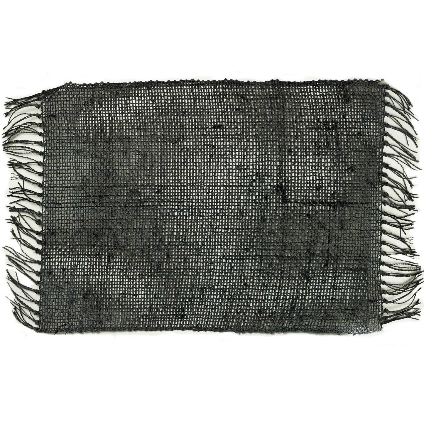 Seagrass Fringe Natural Placemat - Charcoal - Luna Panther