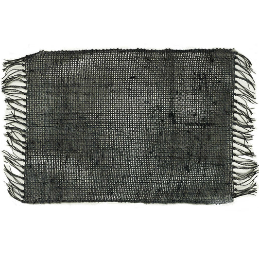 Seagrass Fringe Natural Placemat - Charcoal - Luna Panther alternate view