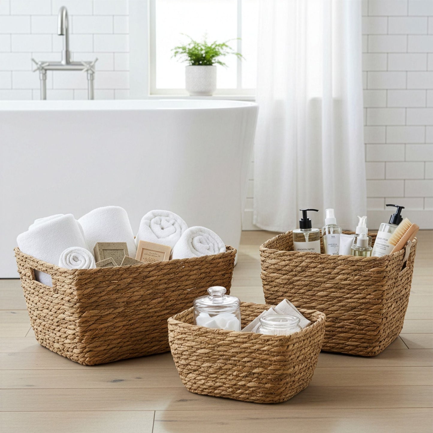 Seagrass Square Baskets - Natural - Set of 3 - Luna Panther