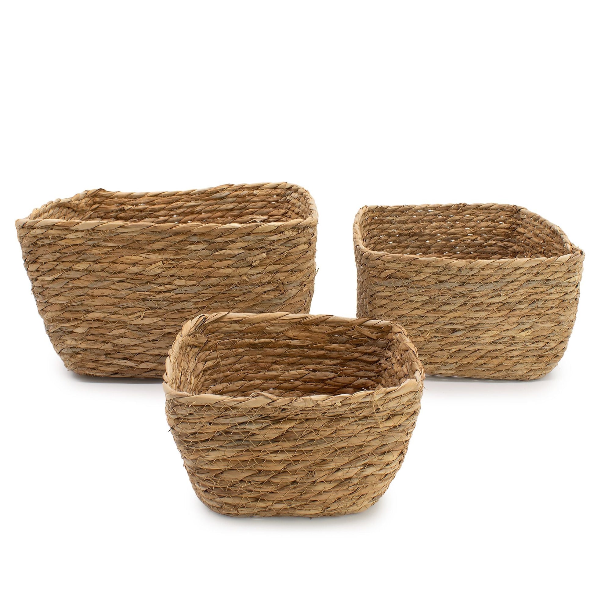 Seagrass Square Baskets - Natural - Set of 3 - Luna Panther