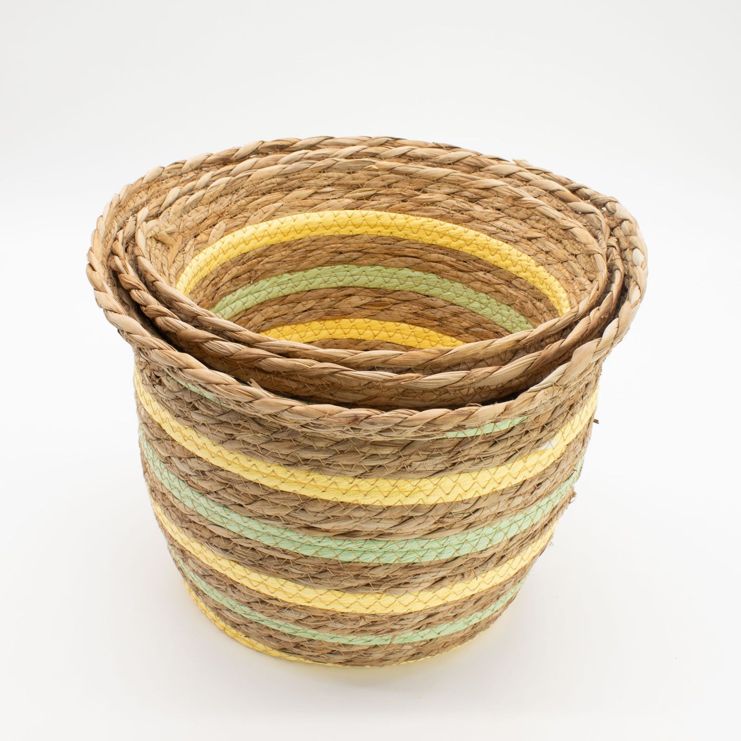 Seagrass & Straw Vase Shaped Baskets - Natural Yellow & Green - Set of 3 at Luna Panther