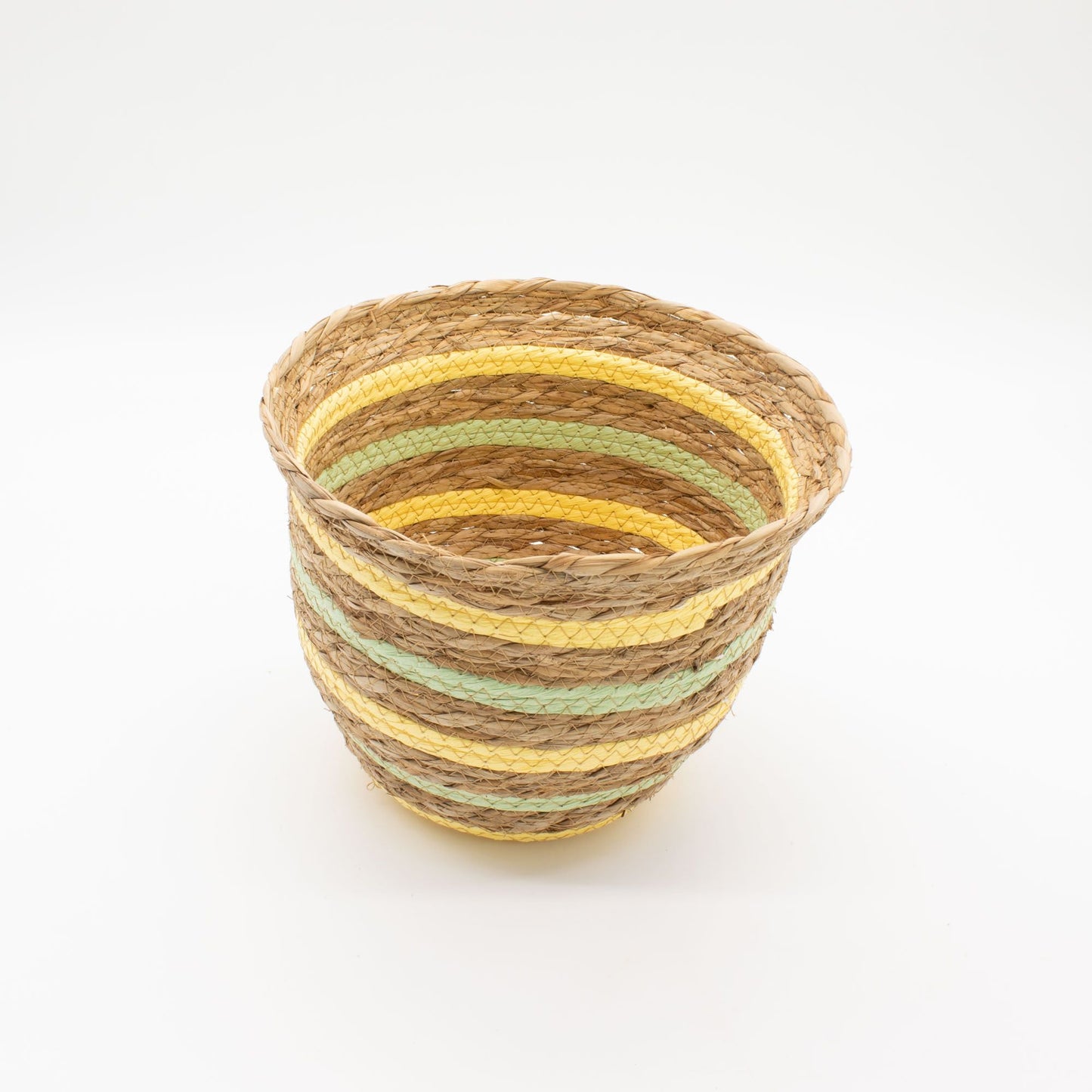 Seagrass & Straw Vase Shaped Baskets - Natural Yellow & Green - Set of 3 detail view 6 at Luna Panther