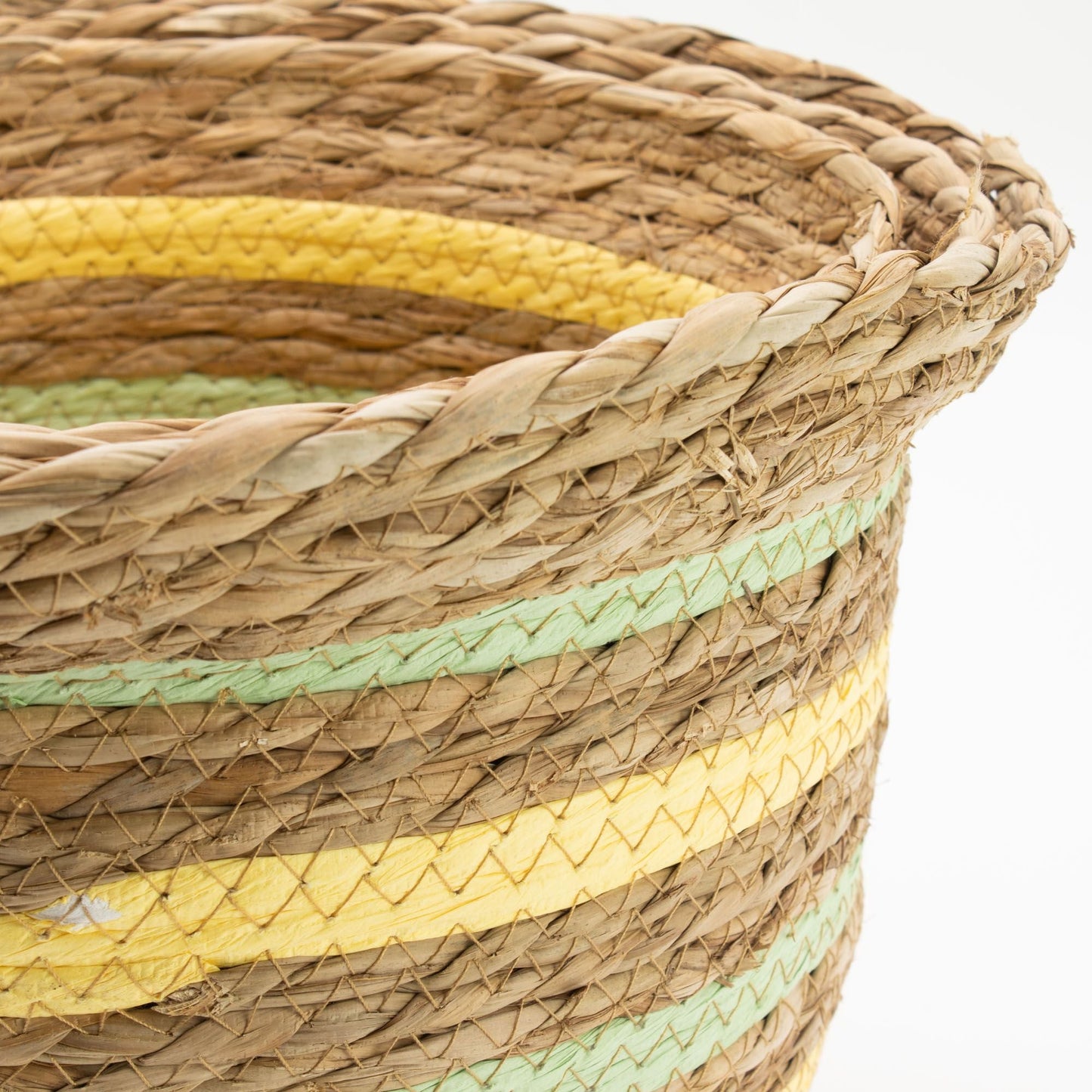 Seagrass & Straw Vase Shaped Baskets - Natural Yellow & Green - Set of 3 detail view 7 at Luna Panther