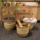 Seagrass & Straw Vase Shaped Baskets - Natural Yellow & Green - Set of 3 detail view 4 at Luna Panther