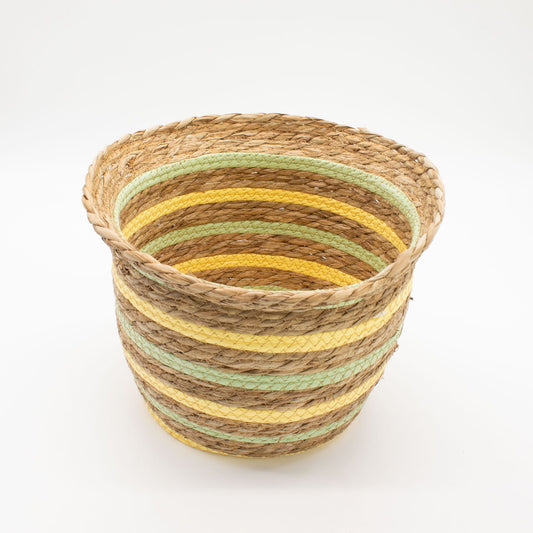 Seagrass & Straw Vase Shaped Baskets - Natural Yellow & Green - Set of 3 detail view 2 at Luna Panther alternate view