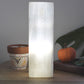 Polished Selenite Block Lamp 25cm - Chakra Lamp featuring satin white sheen and fibrous texture - Luna Panther