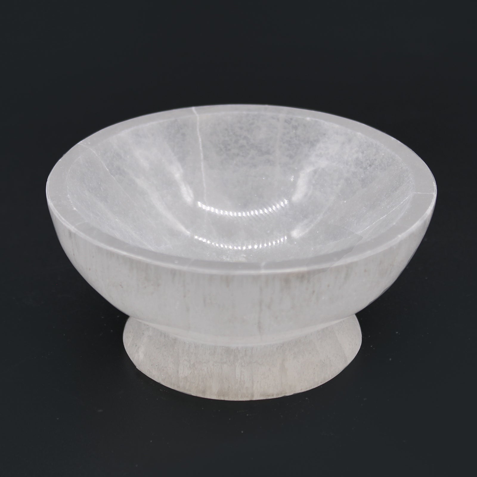 Polished Selenite Ritual Bowl - 10cm featuring satin white sheen and fibrous texture - Luna Panther