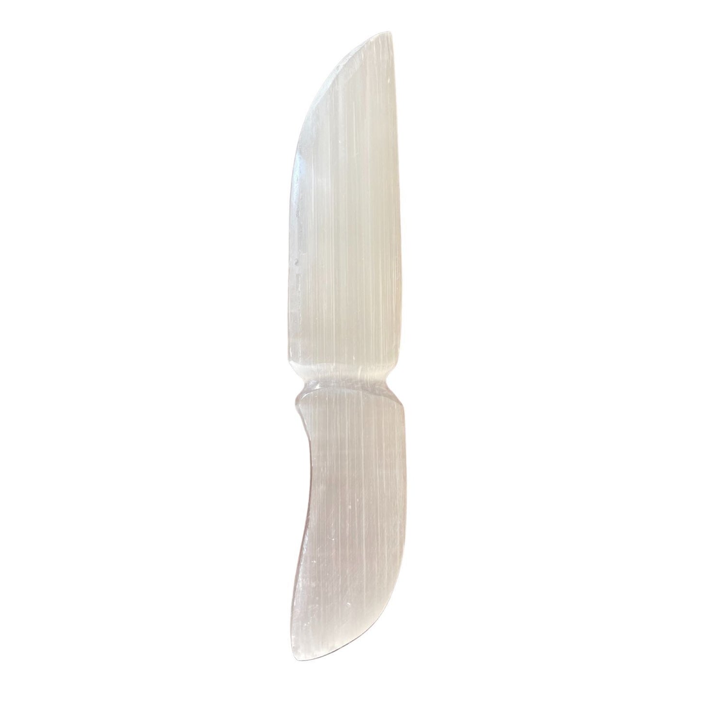 Polished Selenite Ritual Knife - Classic featuring satin white sheen and fibrous texture - Luna Panther