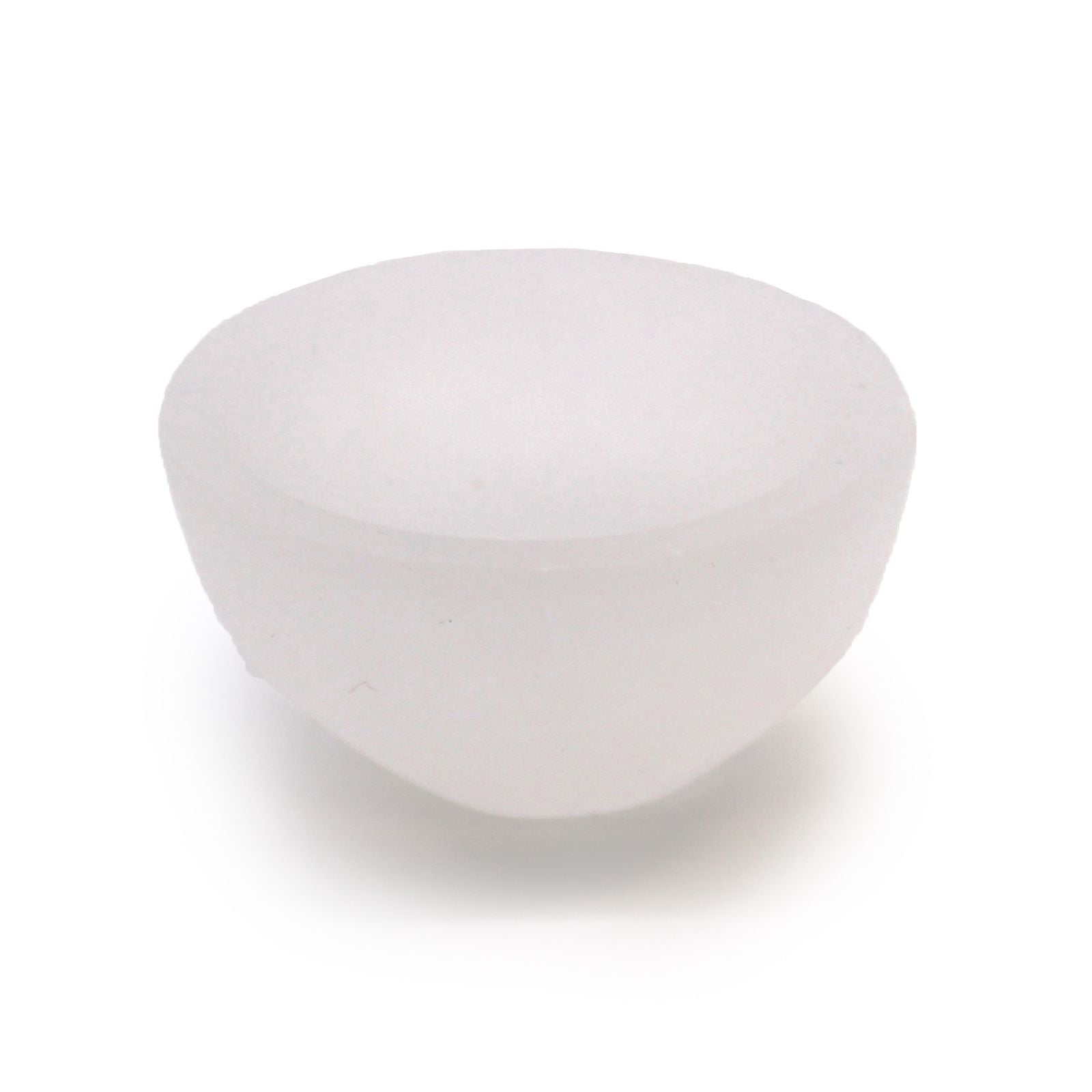Polished Selenite Round Bowl - 6cm featuring satin white sheen and fibrous texture - Luna Panther