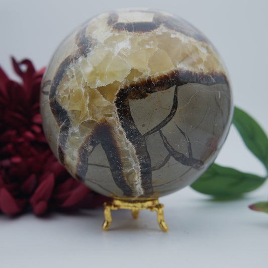 Polished Septarian Sphere 2377g featuring natural patterning and unique variations - Luna Panther