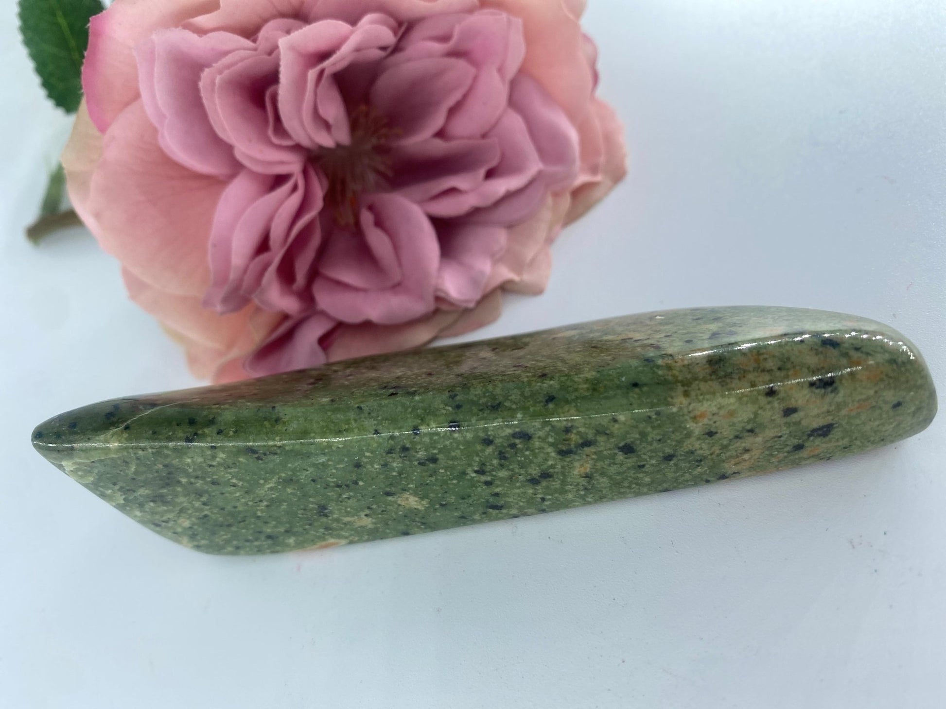 Polished Serpentine Freeform 150Grams featuring mossy green tone with natural veining - Luna Panther
