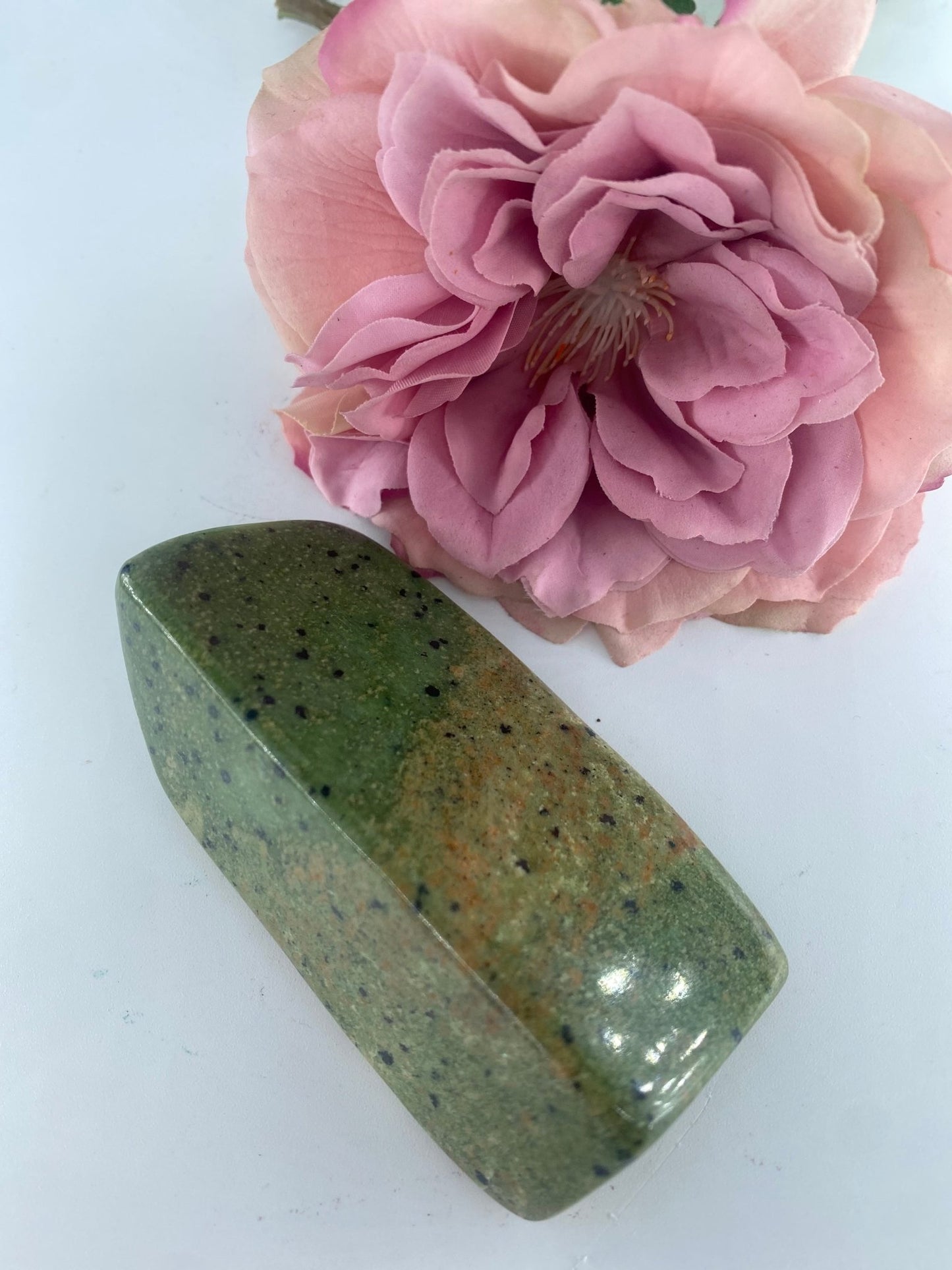Polished Serpentine Freeform 160 Grams featuring mossy green tone with natural veining - Luna Panther
