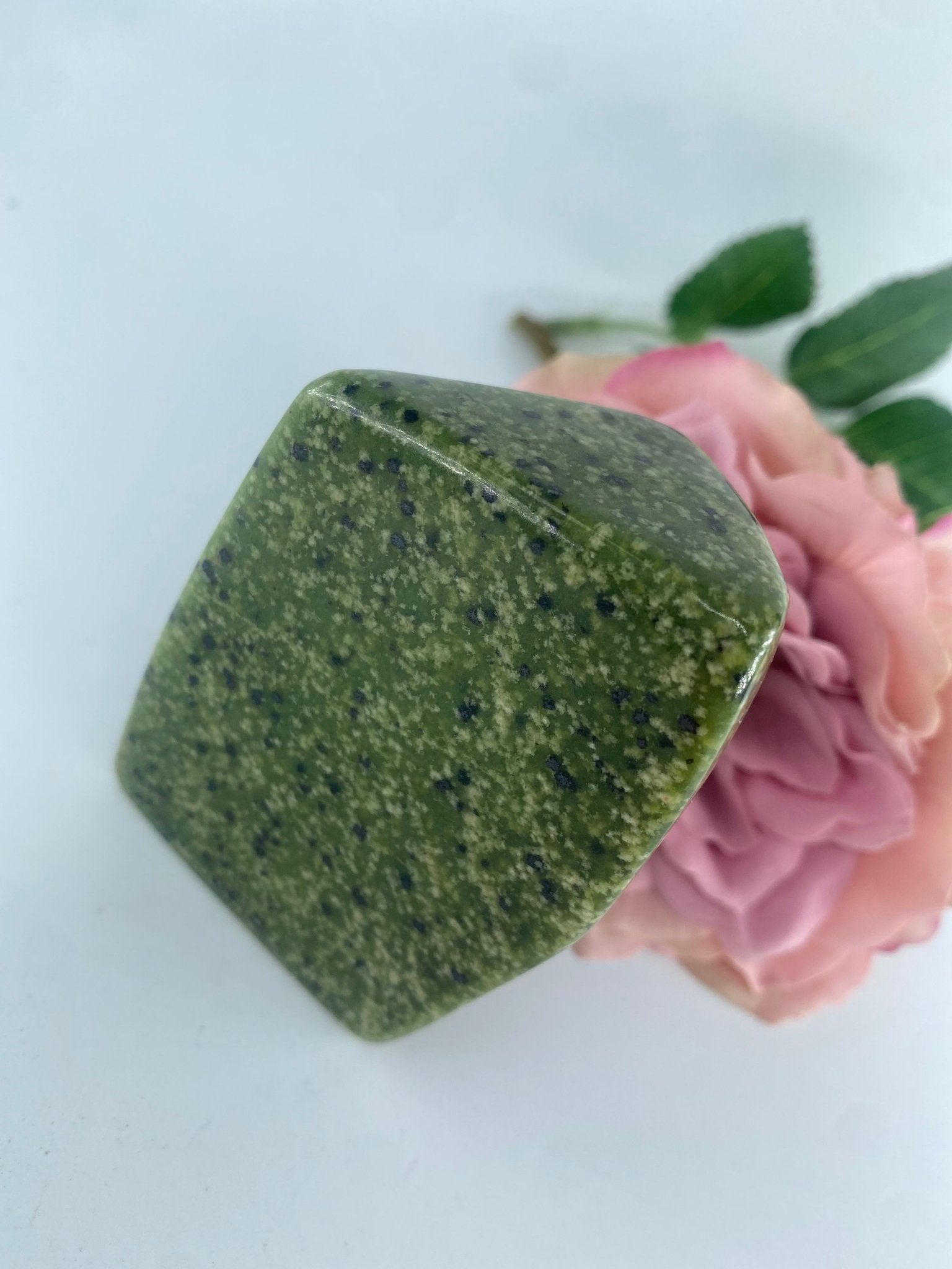 Polished Serpentine Freeform 190 Grams featuring mossy green tone with natural veining - Luna Panther