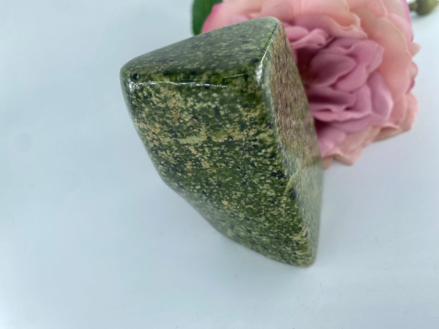 Polished Serpentine Freeform 190 grams featuring mossy green tone with natural veining - Luna Panther