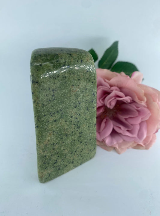Polished Serpentine Freeform 226 grams featuring mossy green tone with natural veining - Luna Panther