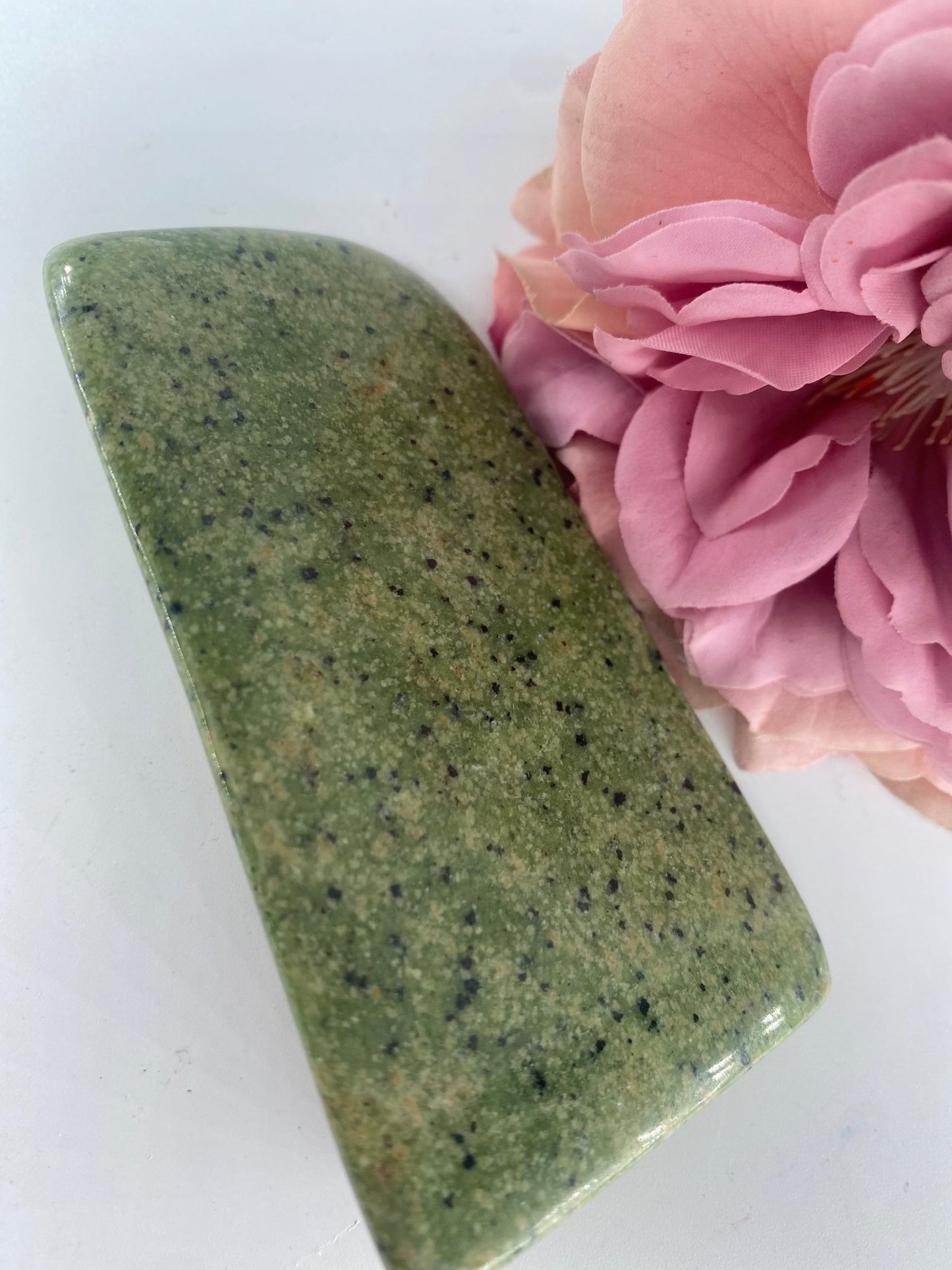 Polished Serpentine Freeform 226 Grams featuring mossy green tone with natural veining - Luna Panther
