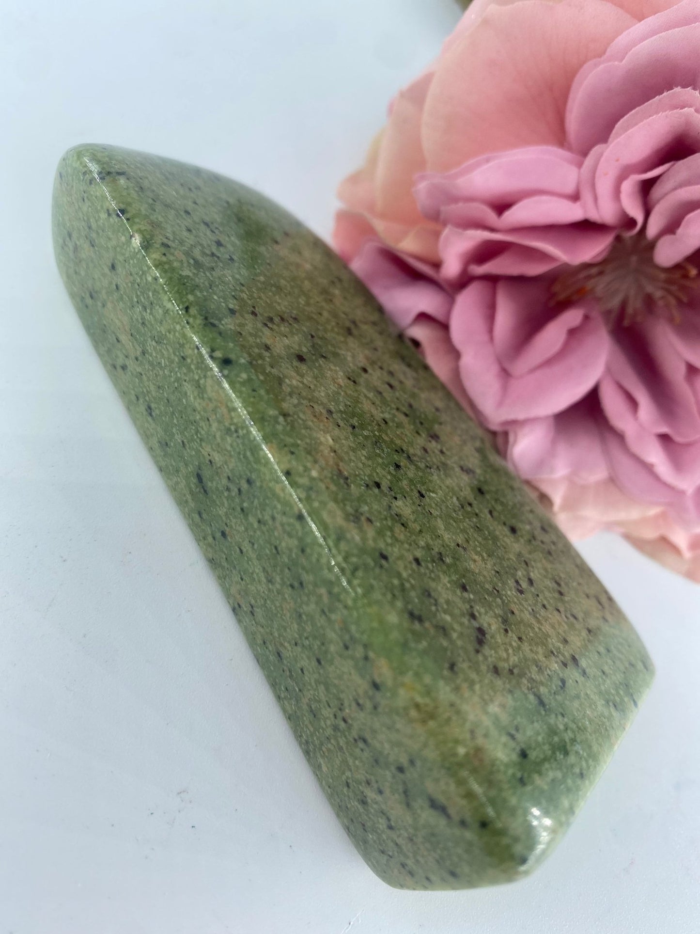 Polished Serpentine Freeform 226 Grams featuring mossy green tone with natural veining - Luna Panther
