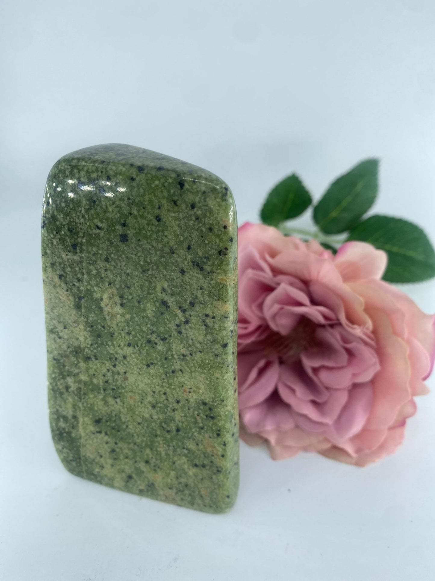 Polished Serpentine Freeform 231 grams featuring mossy green tone with natural veining - Luna Panther