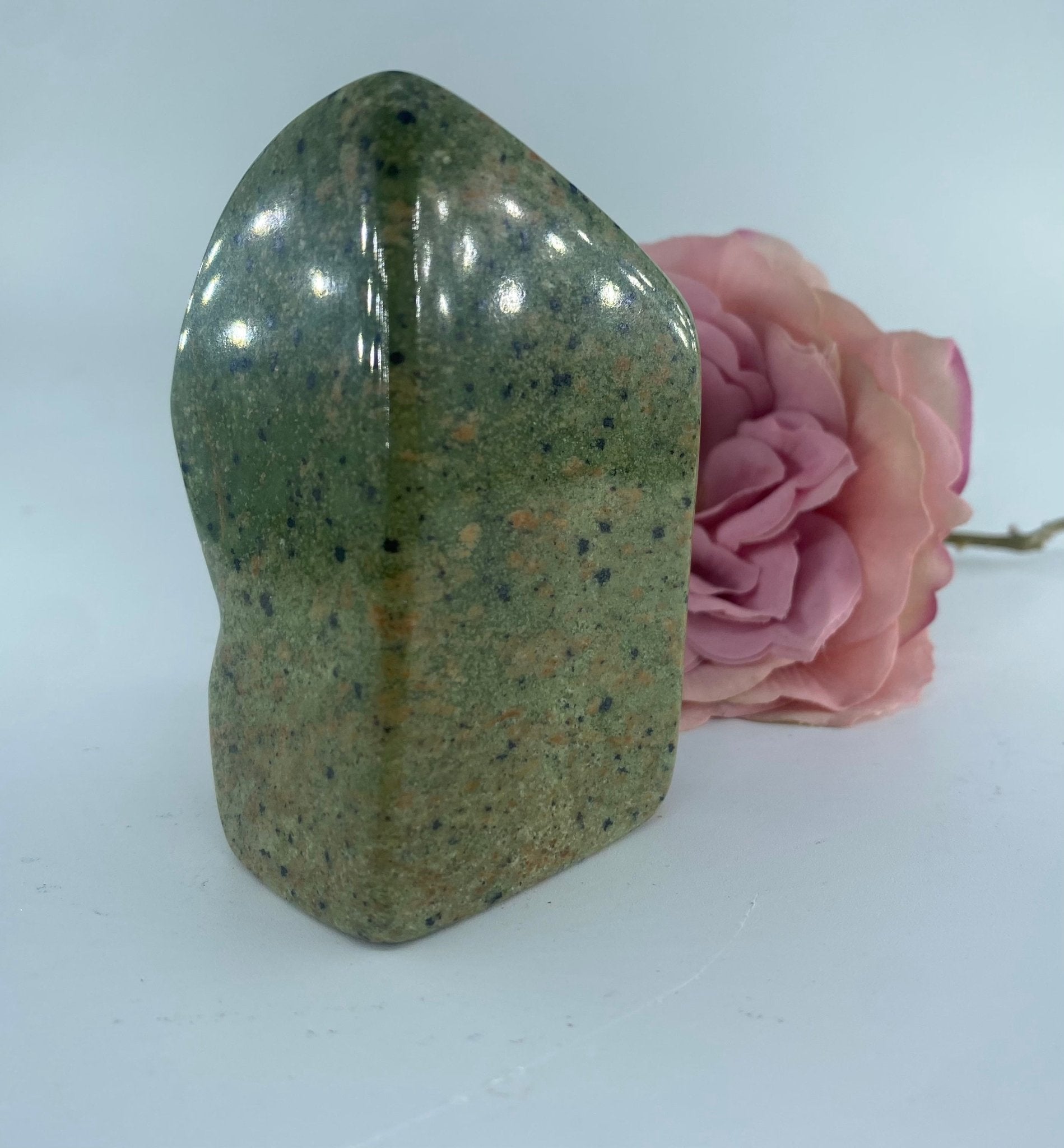Polished Serpentine Freeform 245 grams featuring mossy green tone with natural veining - Luna Panther