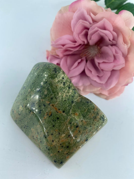 Polished Serpentine Freeform 245 Grams featuring mossy green tone with natural veining - Luna Panther alternate view