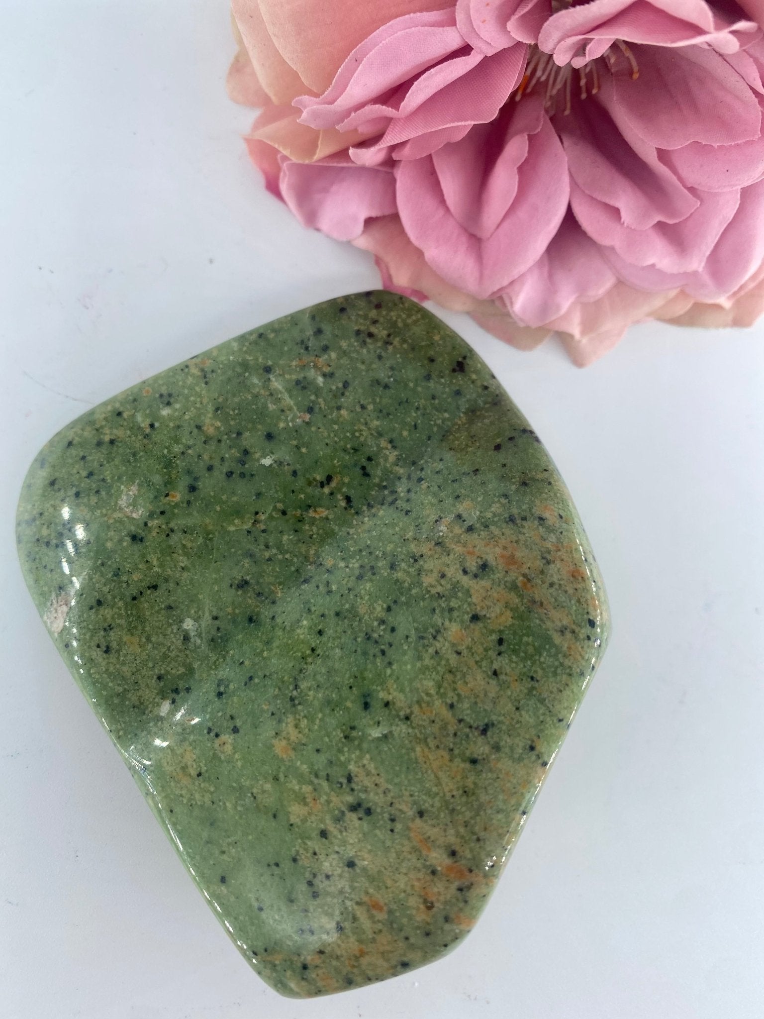 Polished Serpentine Freeform 253 grams featuring mossy green tone with natural veining - Luna Panther