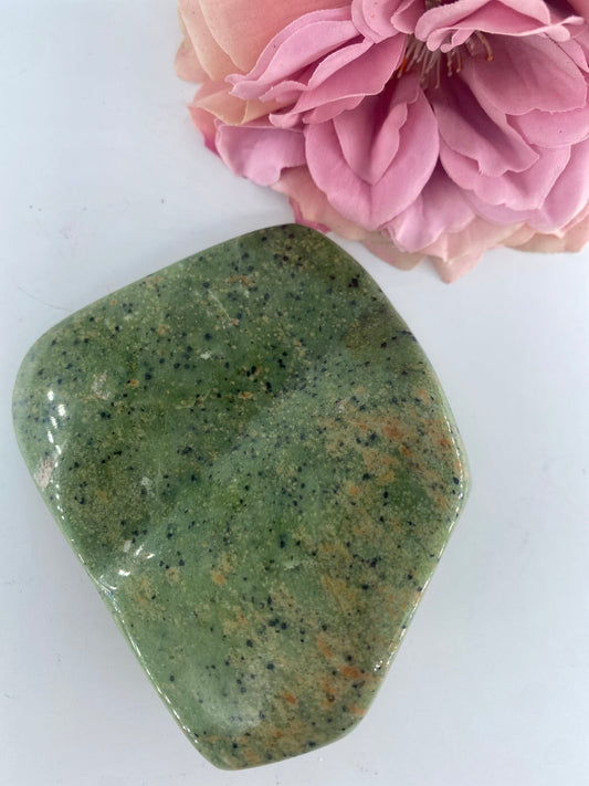 Polished Serpentine Freeform 253 grams featuring mossy green tone with natural veining - Luna Panther
