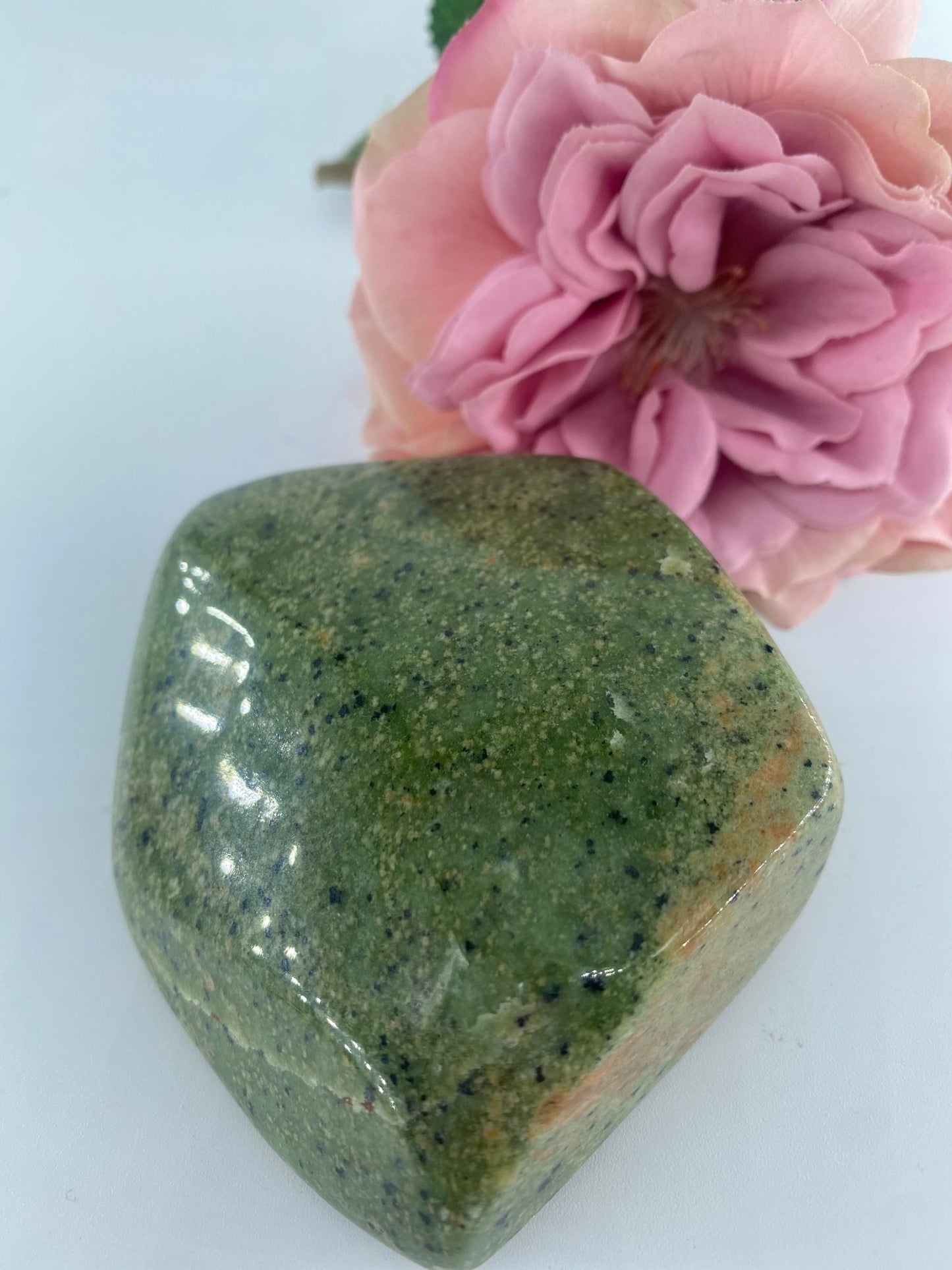 Polished Serpentine Freeform 272 grams featuring mossy green tone with natural veining - Luna Panther