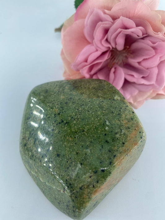 Polished Serpentine Freeform 272 grams featuring mossy green tone with natural veining - Luna Panther