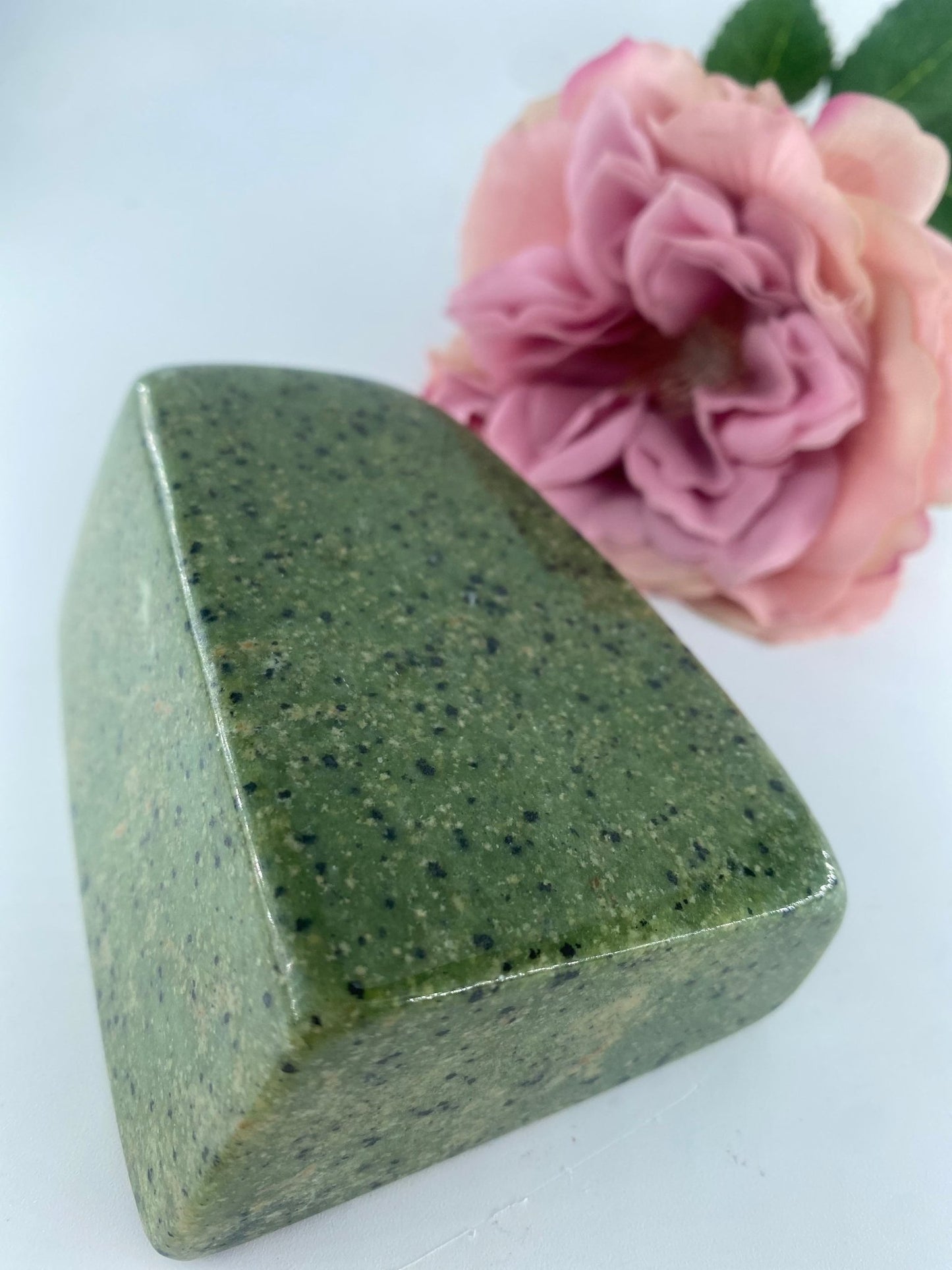Polished Serpentine Freeform 463 grams featuring mossy green tone with natural veining - Luna Panther