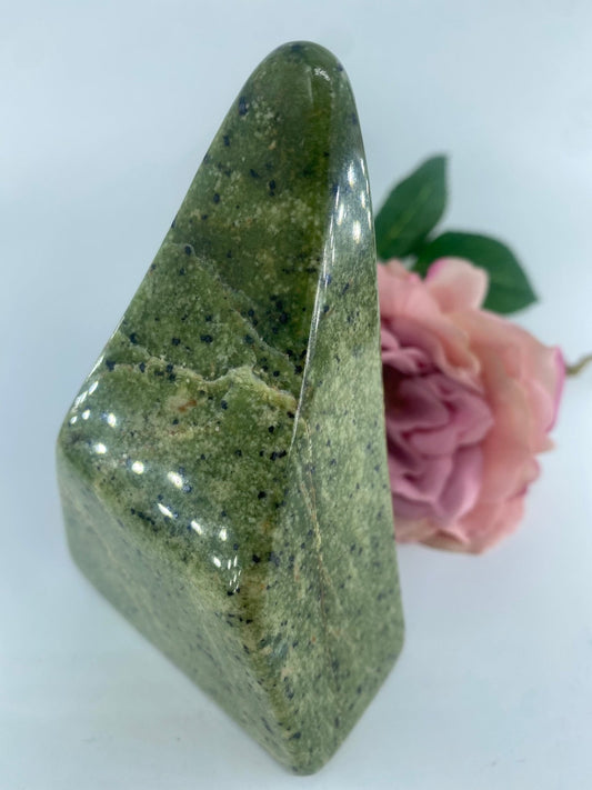 Polished Serpentine Freeform 467 Grams featuring mossy green tone with natural veining - Luna Panther alternate view