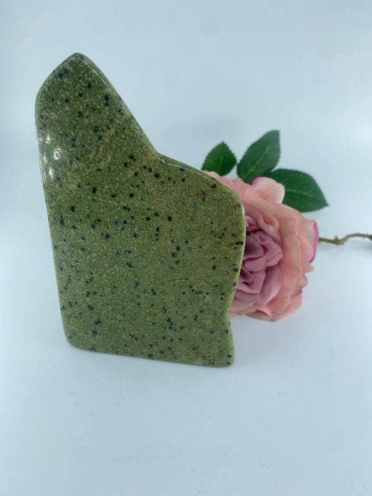 Polished Serpentine Freeform 469 Grams featuring mossy green tone with natural veining - Luna Panther alternate view
