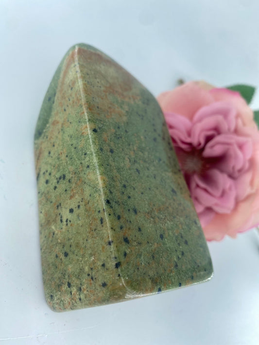 Polished Serpentine Freeform 521 Grams featuring mossy green tone with natural veining - Luna Panther alternate view