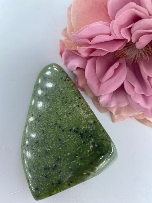 Polished Serpentine Freeform 96 grams featuring mossy green tone with natural veining - Luna Panther