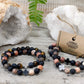 Set of 2 Gemstones Friendship Bracelets - Eternity - Leopard Skin Jasper & Lava Stone - Luna Panther