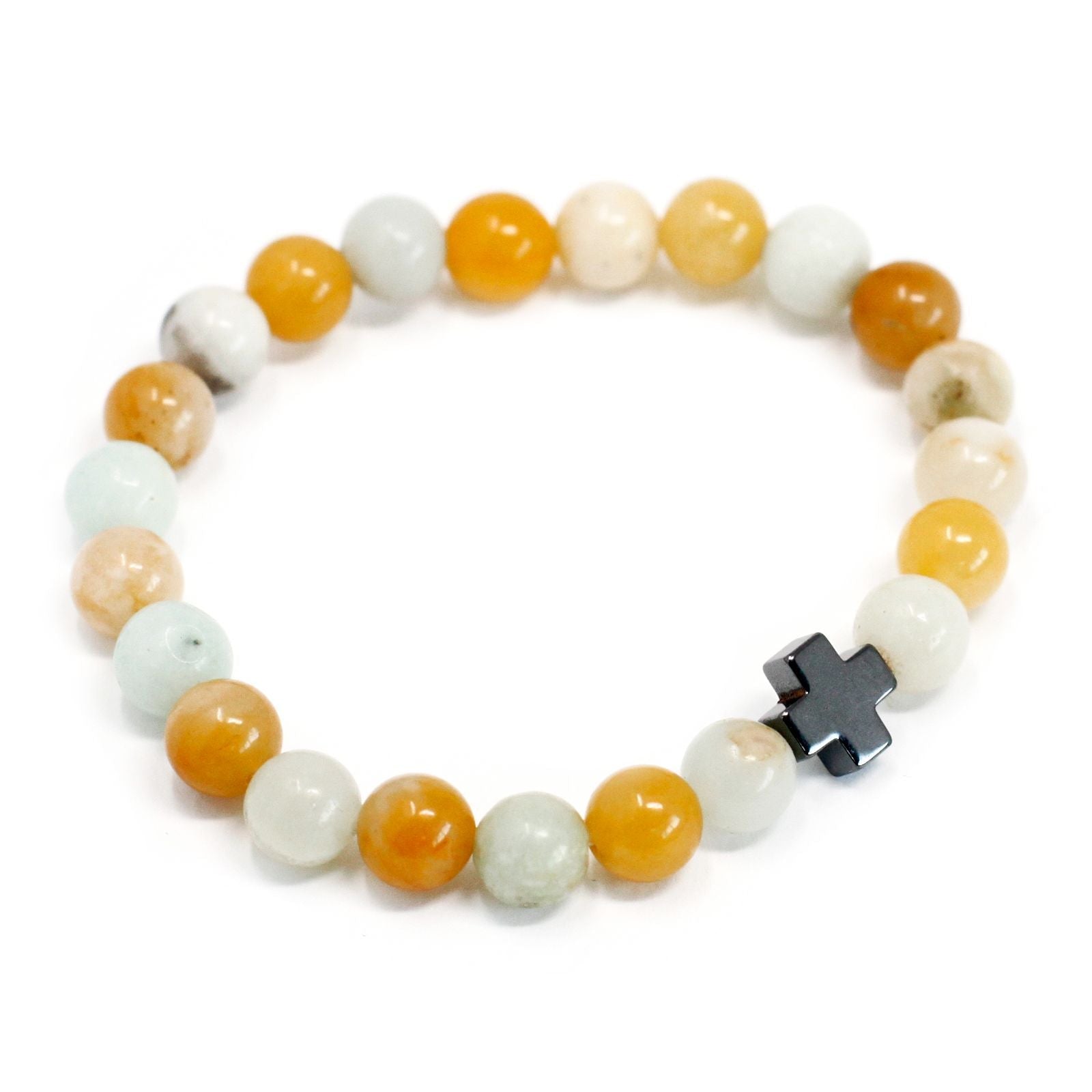 Set of 2 Gemstones Friendship Bracelets - Loyalty - Amazonite & Yellow Jasper - Luna Panther