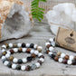 Set of 2 Gemstones Friendship Bracelets - Peace - Picasso Jasper & White Howlite - Luna Panther