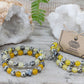 Set of 2 Gemstones Friendship Bracelets - Protection - Dalmatian Jasper & Yellow Agate - Luna Panther