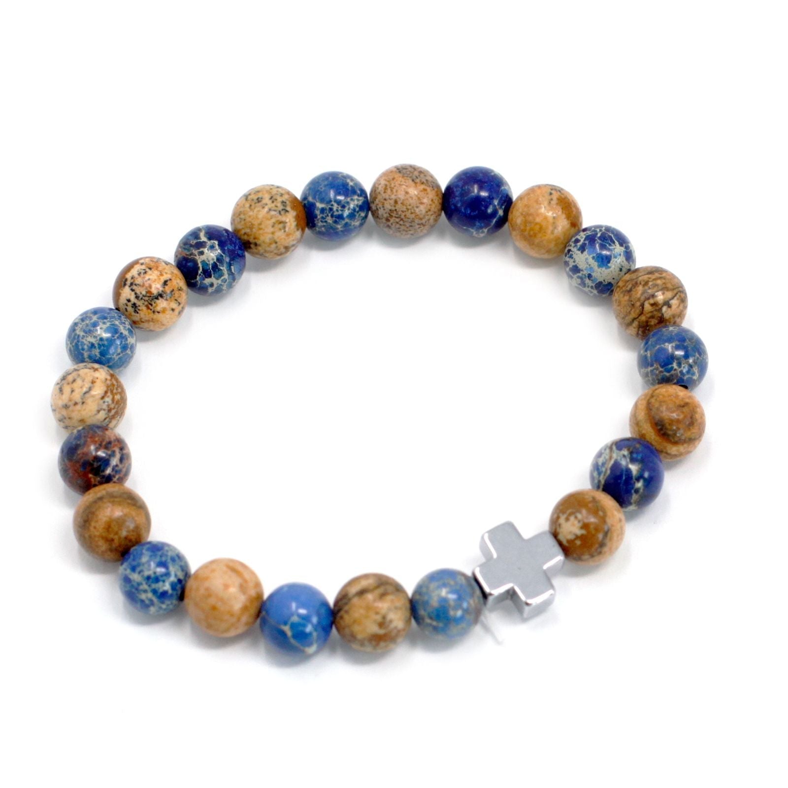 Set of 2 Gemstones Friendship Bracelets - Support - Sodalite & Picture Stone - Luna Panther