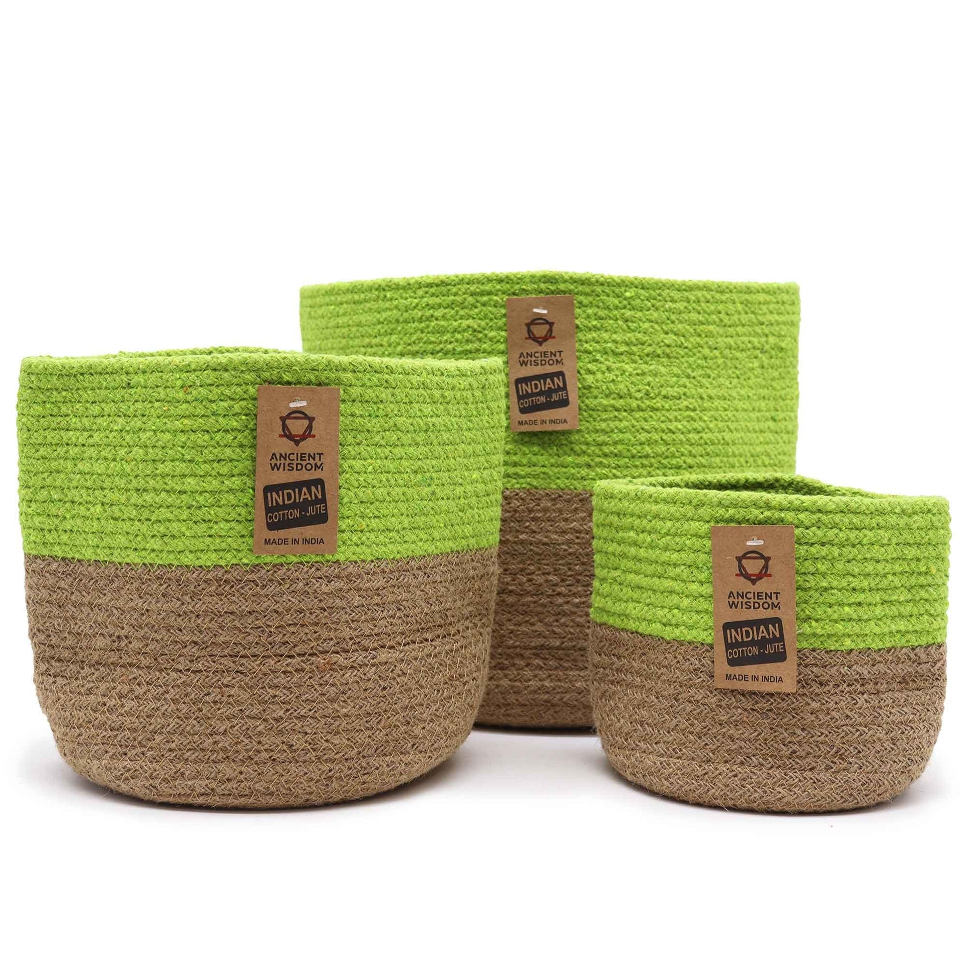 Set of 3 Cotton Rope Storage Baskets - Pistachio - Luna Panther