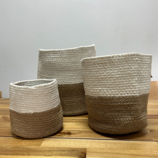 Set of 3 Cotton Rope Storage Baskets - White - Luna Panther alternate view