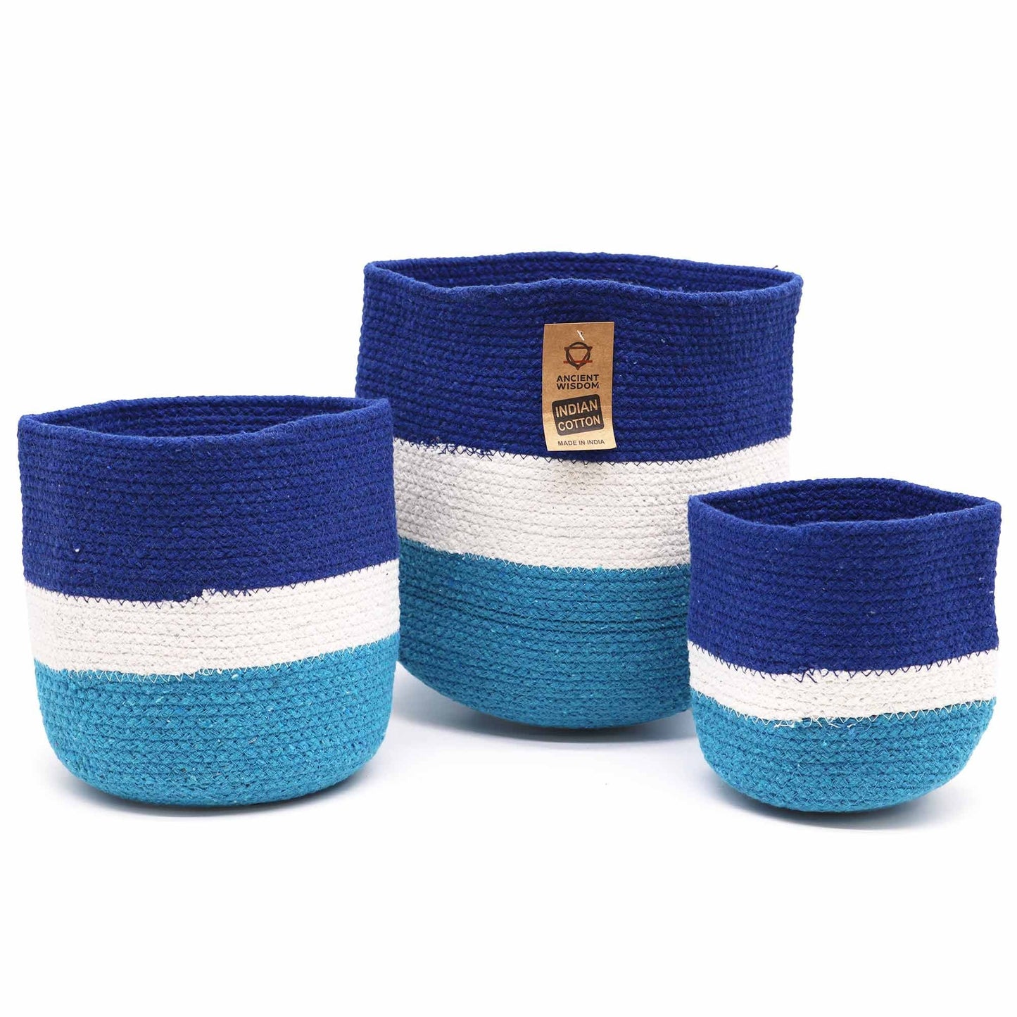 Set of 3 Evil Eye Jute Rope Baskets - Luna Panther