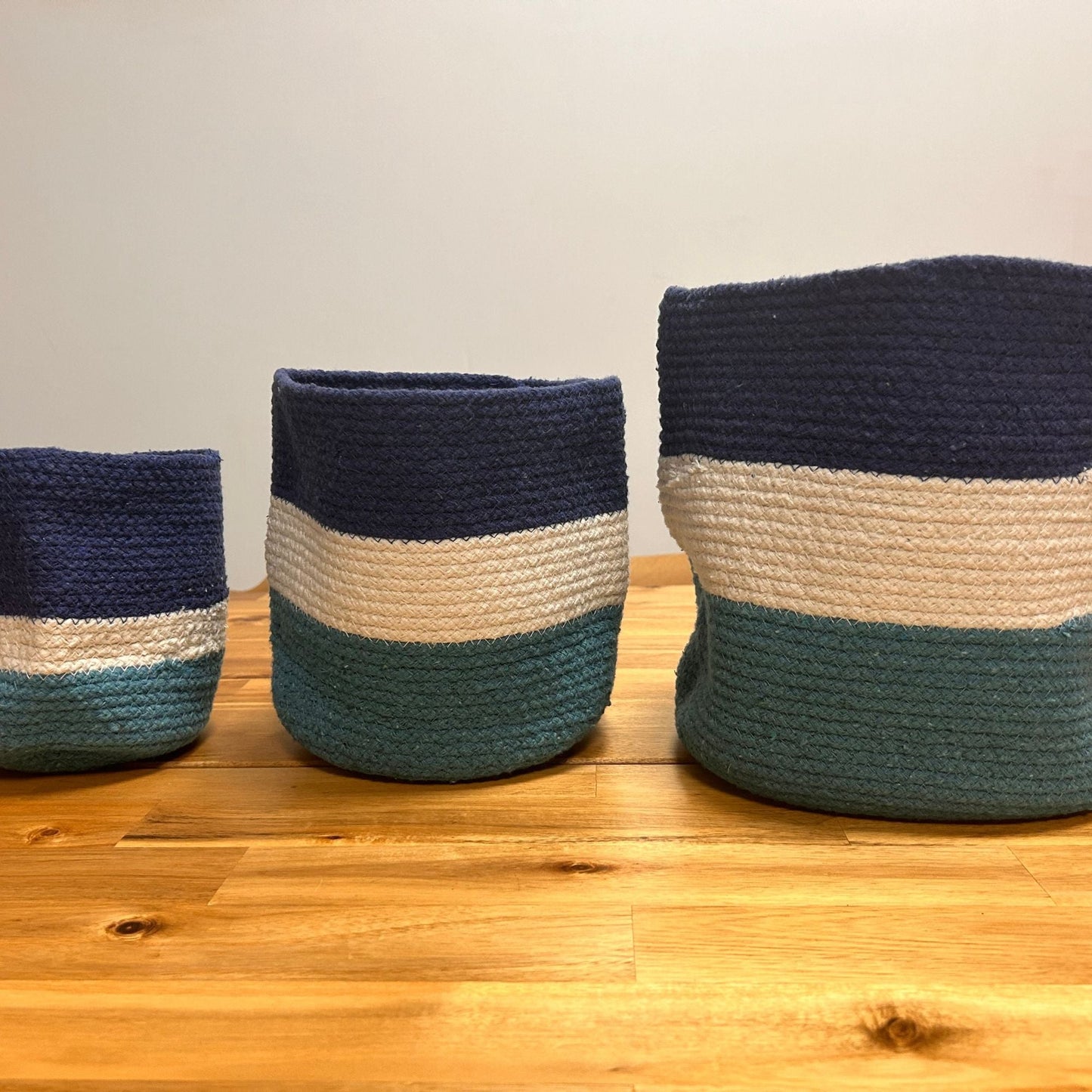 Set of 3 Evil Eye Jute Rope Baskets - Luna Panther