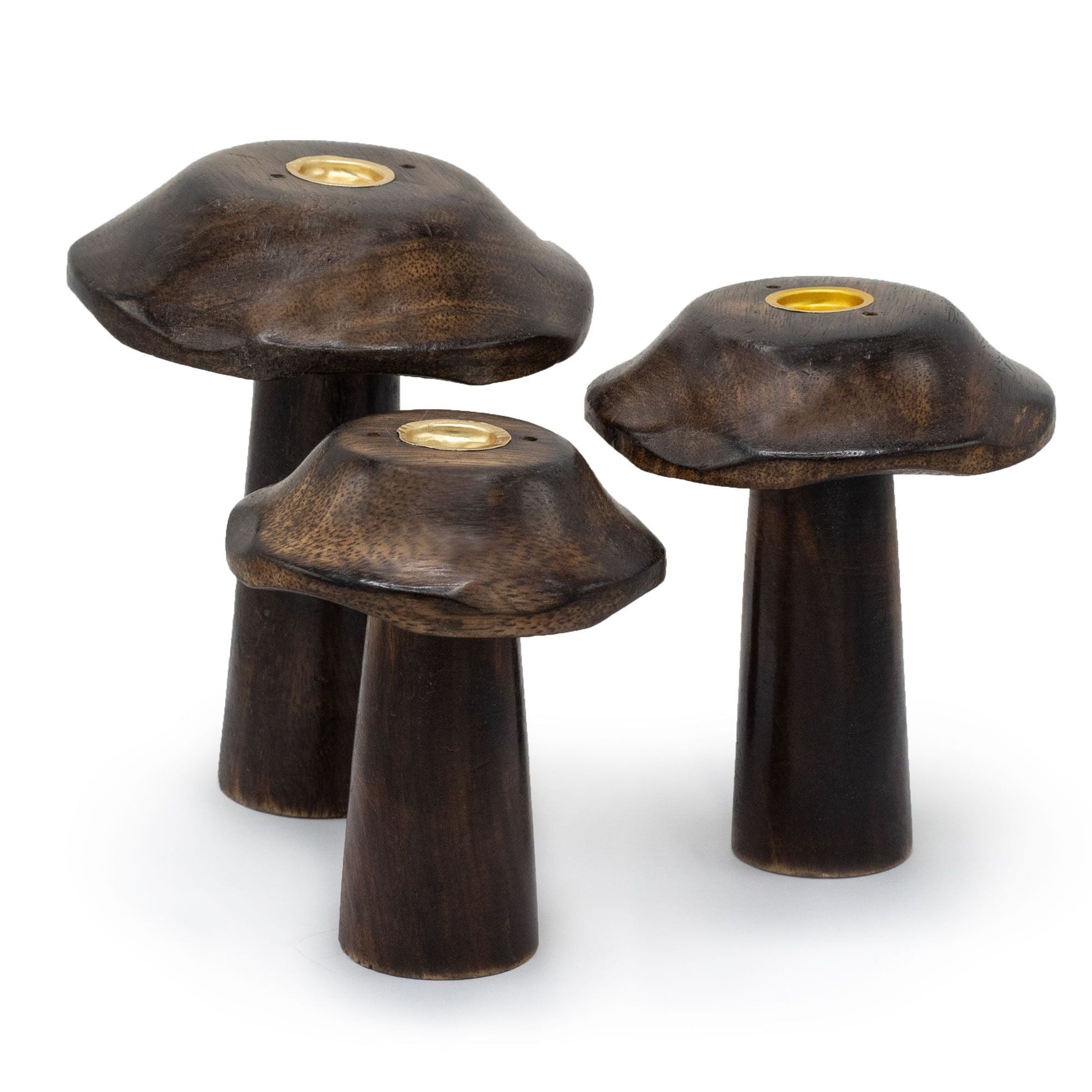 Set of 3 Flat Incense Cone Mushrooms (13cm, 12cm, 11cm) - Luna Panther