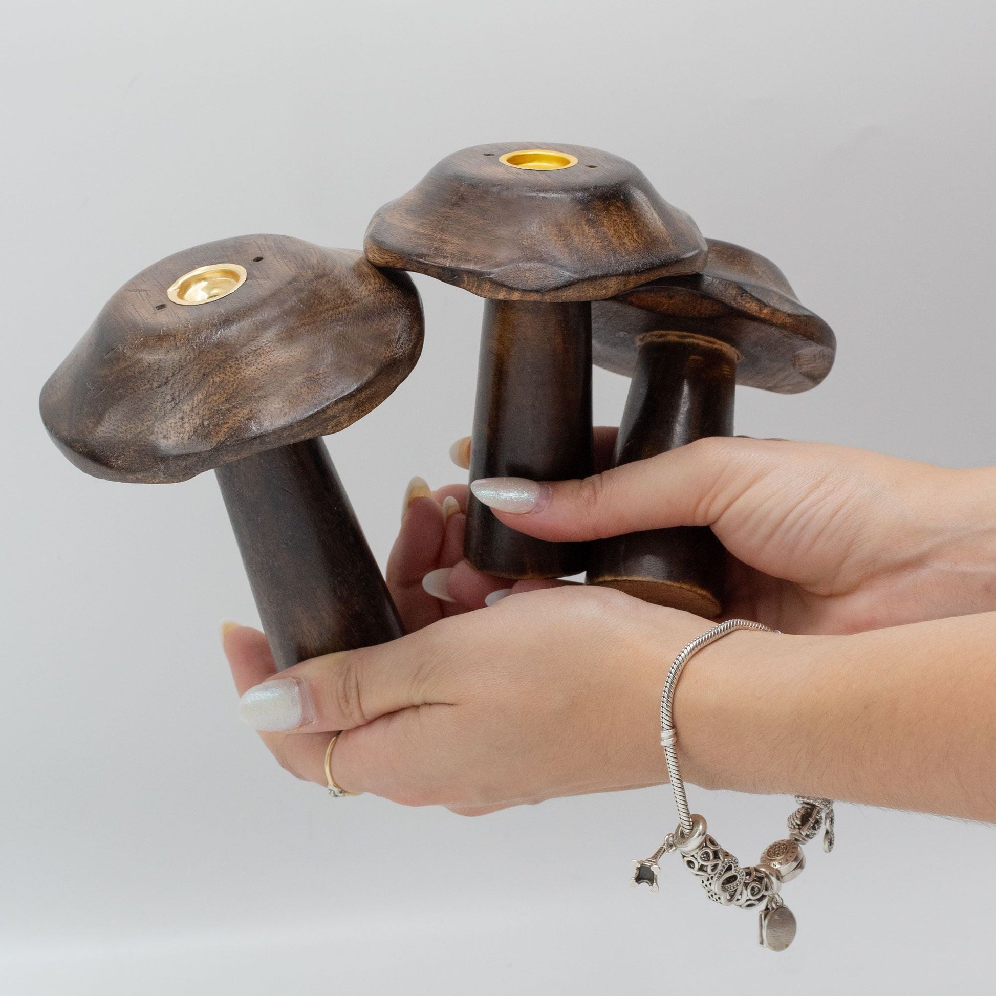 Set of 3 Flat Incense Cone Mushrooms (13cm, 12cm, 11cm) - Luna Panther
