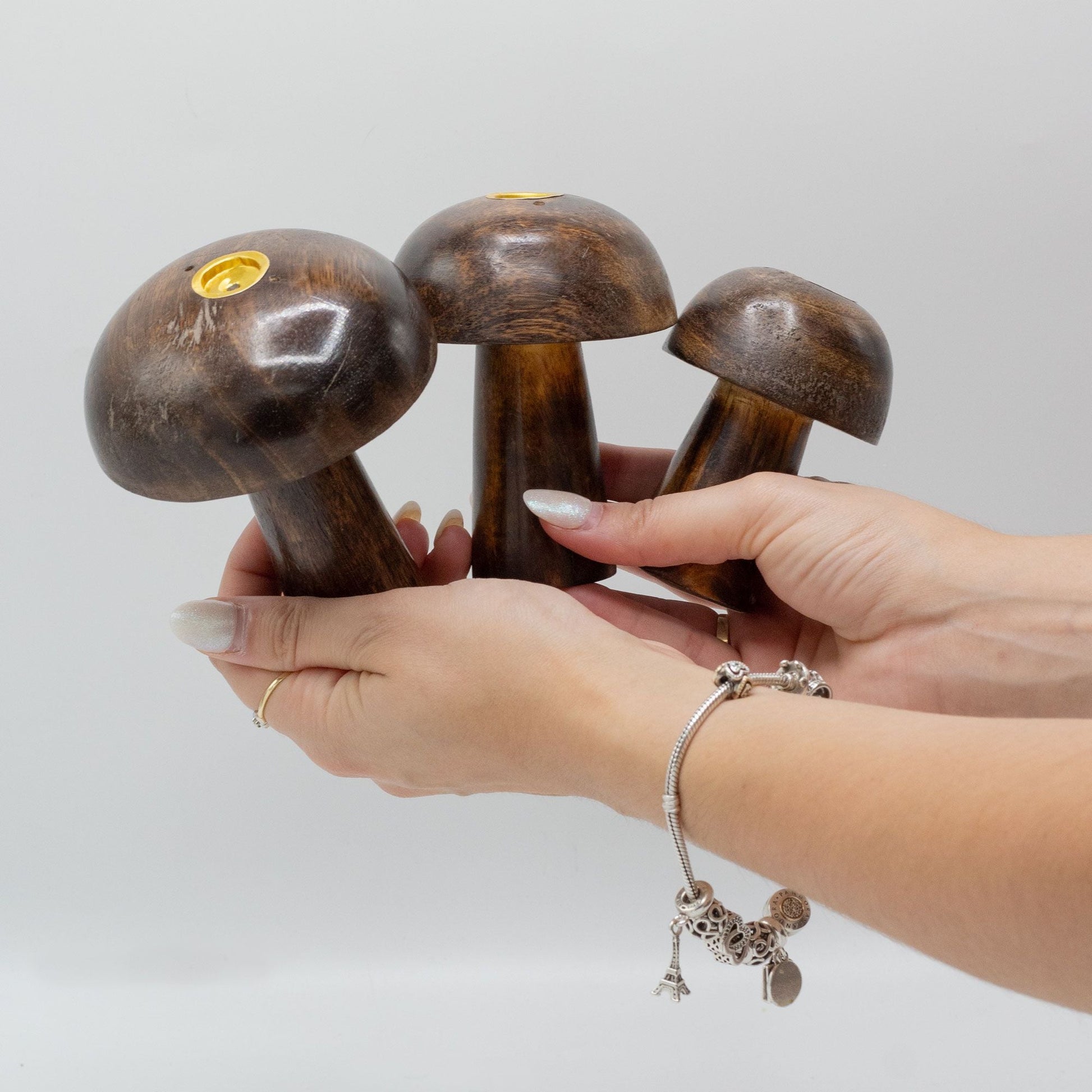 Set of 3 Incense Cone Mushrooms (10cm, 9cm, 8cm) - Luna Panther